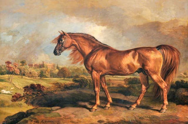 A Chestnut Stallion in the Grounds of Powis Castle, James Ward, oil on canvas, early 19th c.