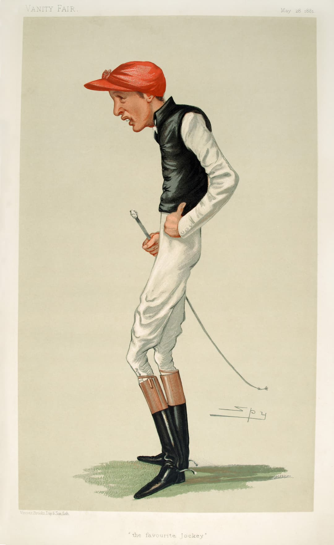 The Jockey — Fred Archer, Vanity Fair chromolithograph by “Spy” (Leslie Ward), 28 May 1881