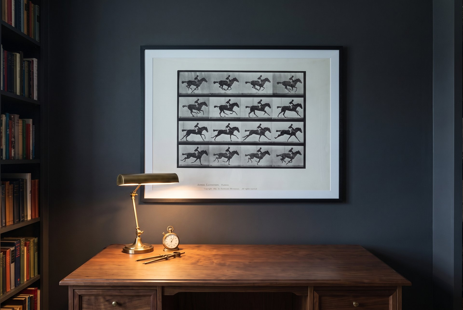 Animal Locomotion — the Gallop Grid, framed as an archival print on a wall