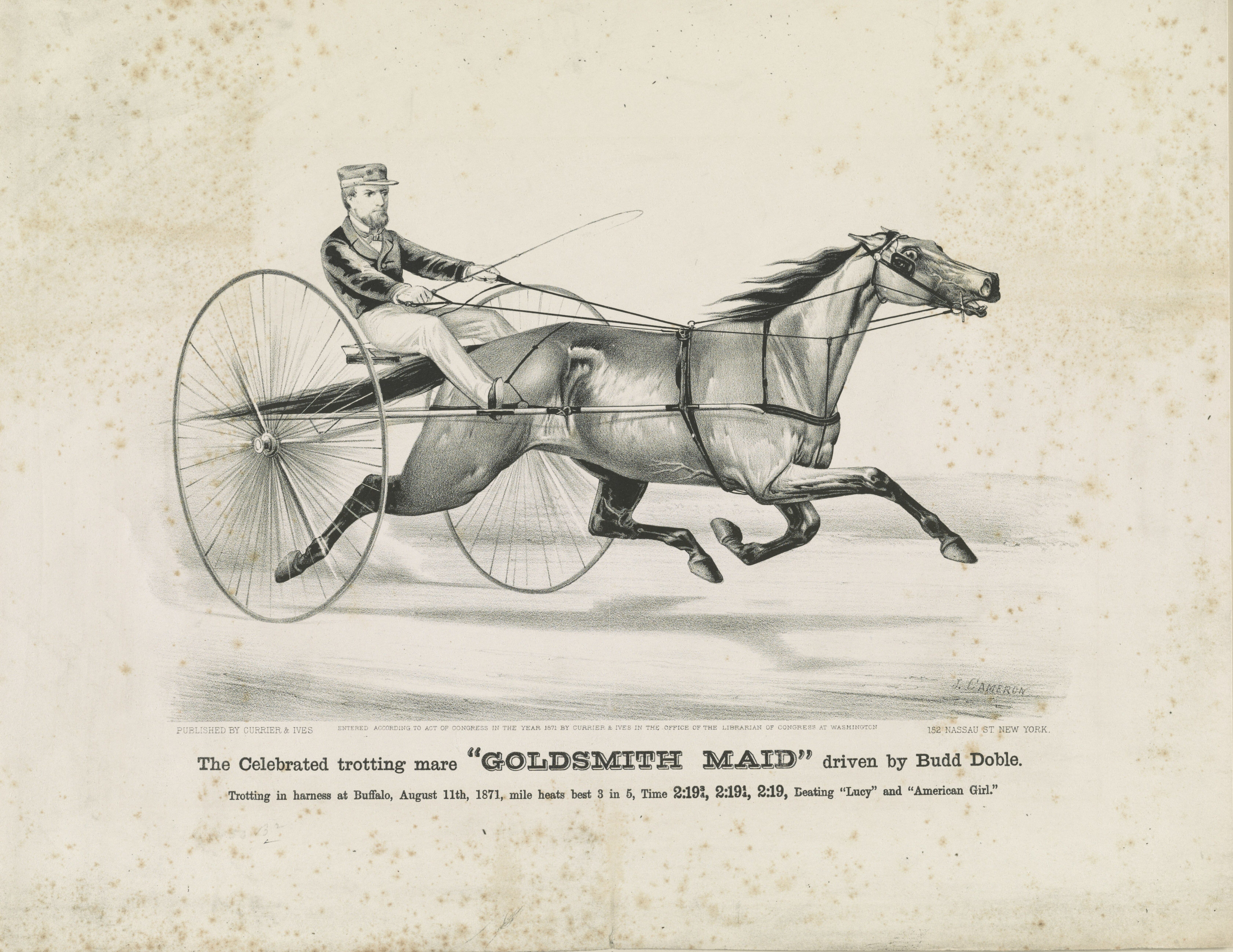 The Celebrated Trotting Mare Goldsmith Maid Driven by Budd Doble